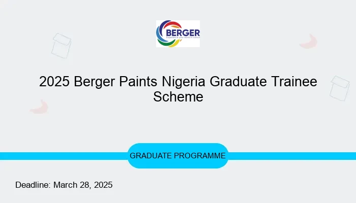 2025 Berger Paints Nigeria Graduate Trainee Scheme