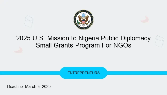 2025 U.S. Mission to Nigeria Public Diplomacy Small Grants Program For NGOs