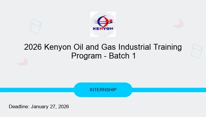 2026 Kenyon Oil and Gas Industrial Training Program - Batch 1