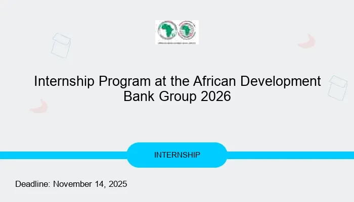 Internship Program at the African Development Bank Group 2026