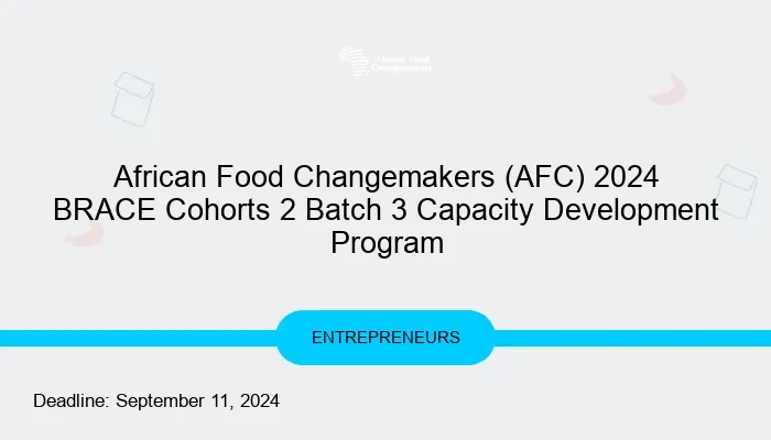 African Food Changemakers (AFC) 2024 BRACE Cohorts 2 Batch 3 Capacity Development Program