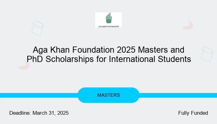 Aga Khan Foundation 2025 Masters and PhD Scholarships for International Students