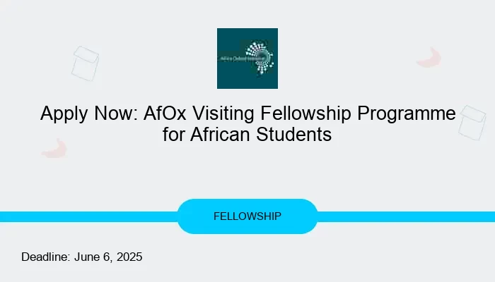 Apply Now: AfOx Visiting Fellowship Programme for African Students