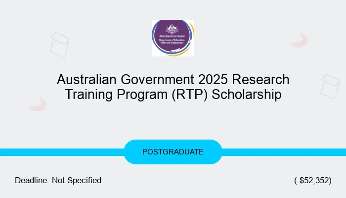 Australian Government 2025 Research Training Program (RTP) Scholarship