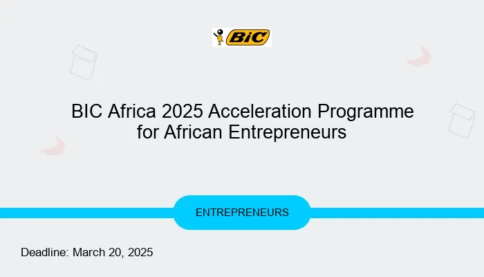 BIC Africa 2025 Acceleration Programme for African Entrepreneurs