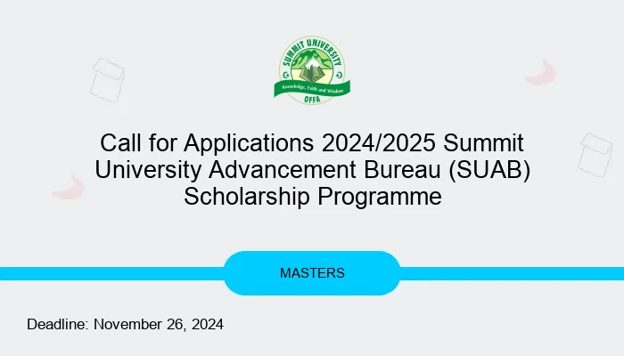 Call for Applications 2024/2025 Summit University Undergraduate Scholarship Program For Nigerian Students