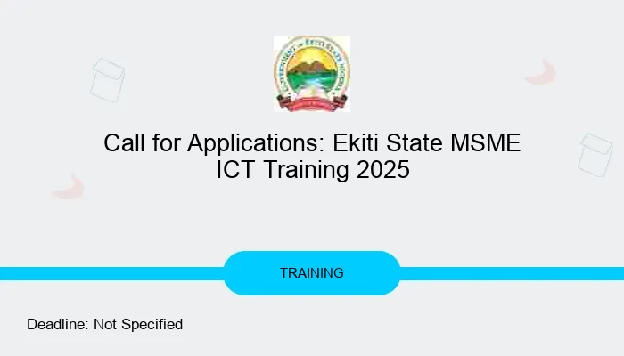 Call for Applications: Ekiti State MSME ICT Training 2025