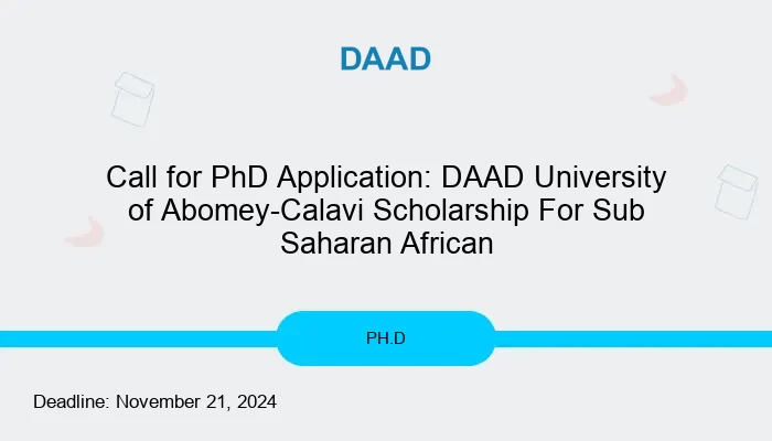 Call for PhD Application: DAAD University of Abomey-Calavi Scholarship For Sub Saharan African