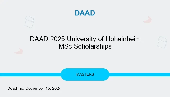 DAAD 2025 University of Hoheinheim MSc Scholarships