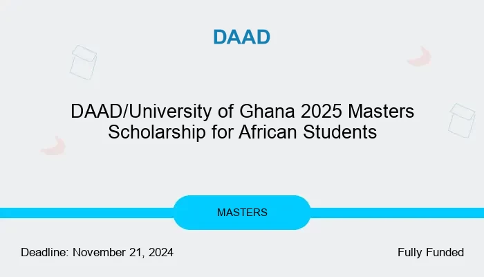 DAAD/University of Ghana 2025 Masters Scholarship for African Students