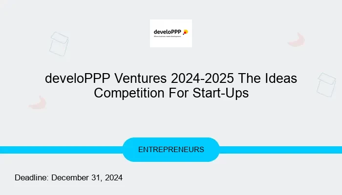 develoPPP Ventures 2024-2025 The Ideas Competition For Start-Ups