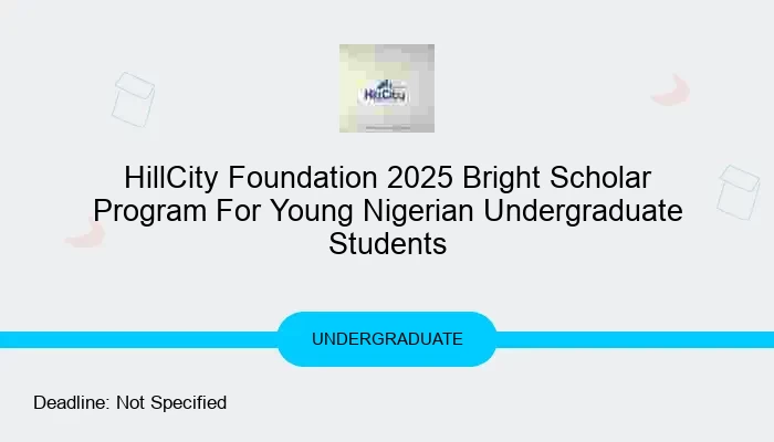 HillCity Foundation 2025 Bright Scholar Program For Young Nigerian Undergraduate Students