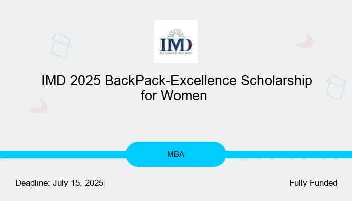 IMD 2025 BackPack-Excellence Scholarship for Women