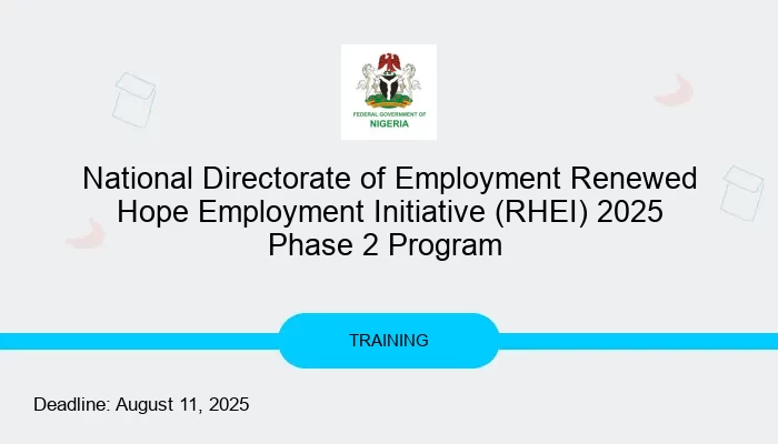 National Directorate of Employment Renewed Hope Employment Initiative (RHEI) 2025 Phase 2 Program