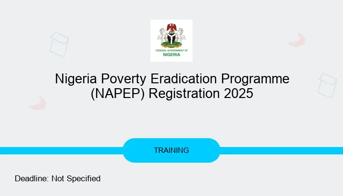 Nigeria Poverty Eradication Programme (NAPEP) Registration 2025