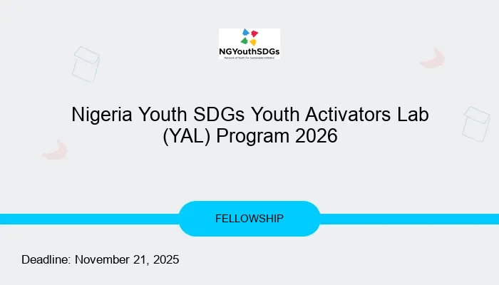 Nigeria Youth SDGs Youth Activators Lab (YAL) Program 2026