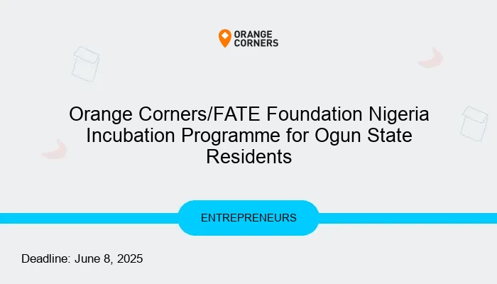Orange Corners/FATE Foundation Nigeria Incubation Programme for Ogun State Residents