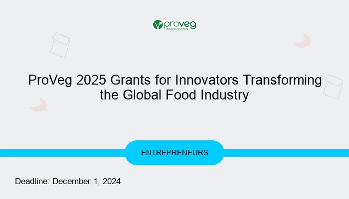 ProVeg 2025 Grants for Innovators Transforming the Global Food Industry