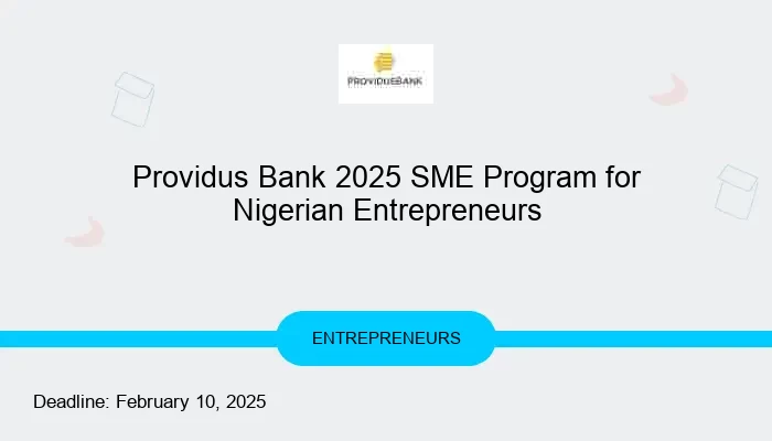 Providus Bank 2025 SME Program for Nigerian Entrepreneurs