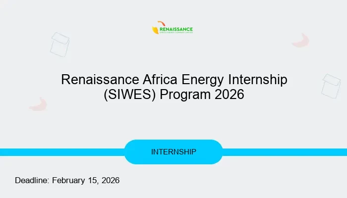 Renaissance Africa Energy Internship (SIWES) Program 2026