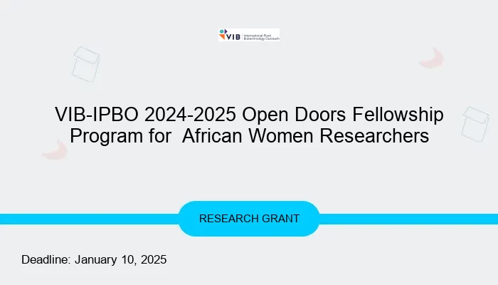 VIB-IPBO 2024-2025 Open Doors Fellowship Program for  African Women Researchers