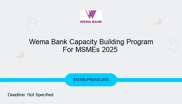 Wema Bank Capacity Building Program For MSMEs 2025