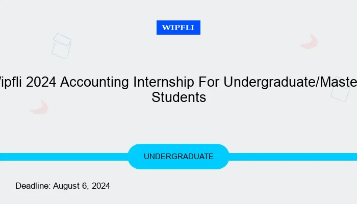 Wipfli 2024 Accounting Internship For Undergraduate/Masters Students