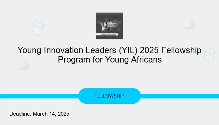 Young Innovation Leaders (YIL) 2025 Fellowship Program for Young Africans